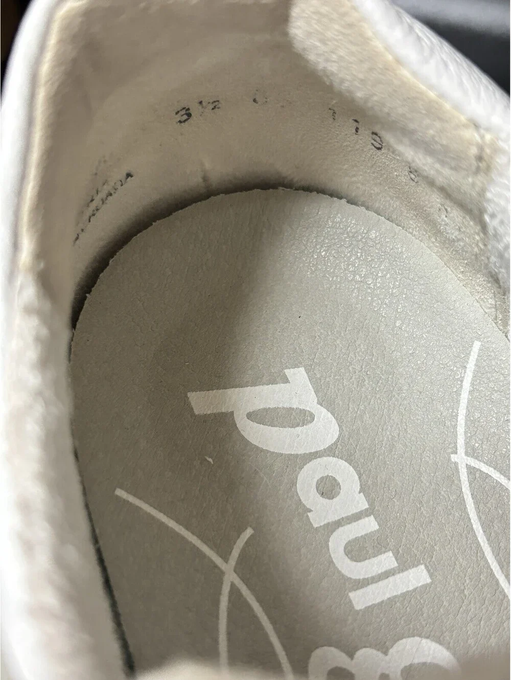 Paul Green Faye Sneaker in White Italian Leather and Gold Detailing Size 6 $378